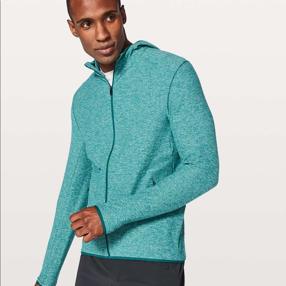 Lululemon Men’s Surge Full Zip Hoodie - Heathered Green/Laguna